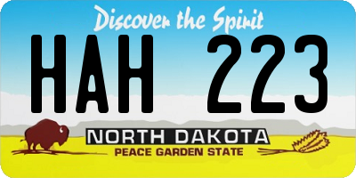 ND license plate HAH223