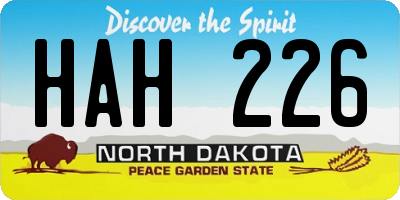 ND license plate HAH226