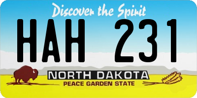 ND license plate HAH231