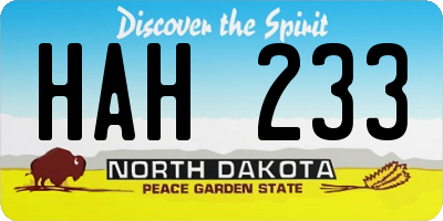 ND license plate HAH233