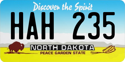 ND license plate HAH235