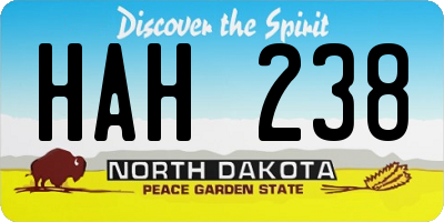 ND license plate HAH238