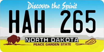 ND license plate HAH265