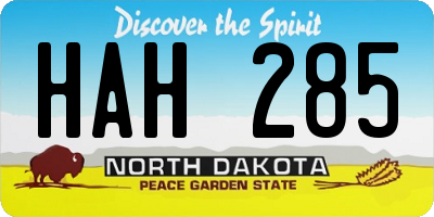 ND license plate HAH285