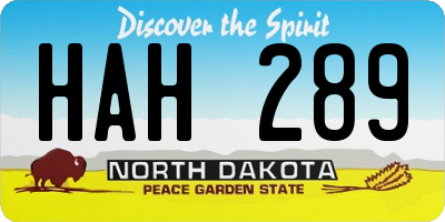 ND license plate HAH289