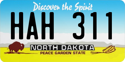 ND license plate HAH311