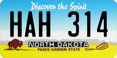 ND license plate HAH314