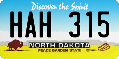 ND license plate HAH315