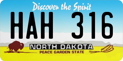 ND license plate HAH316