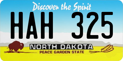 ND license plate HAH325