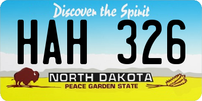 ND license plate HAH326