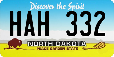 ND license plate HAH332