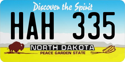 ND license plate HAH335