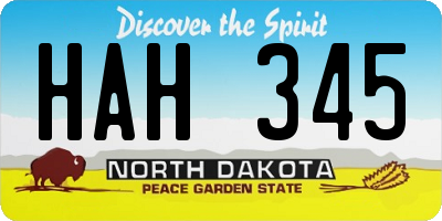 ND license plate HAH345