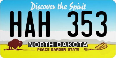 ND license plate HAH353