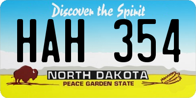 ND license plate HAH354