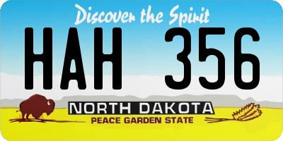 ND license plate HAH356