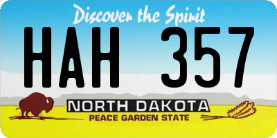 ND license plate HAH357