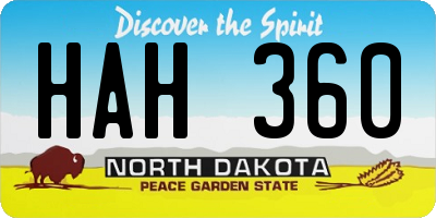 ND license plate HAH360