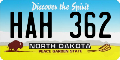 ND license plate HAH362