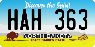 ND license plate HAH363