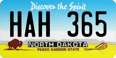 ND license plate HAH365