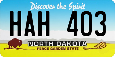 ND license plate HAH403