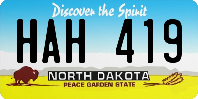 ND license plate HAH419