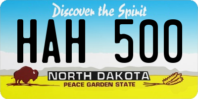 ND license plate HAH500