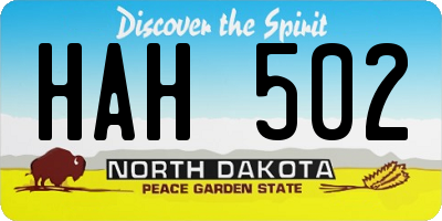 ND license plate HAH502