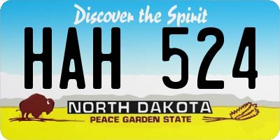 ND license plate HAH524