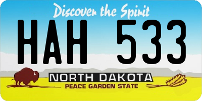 ND license plate HAH533