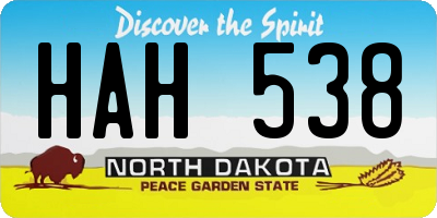 ND license plate HAH538