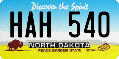 ND license plate HAH540