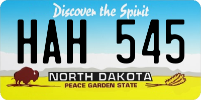 ND license plate HAH545