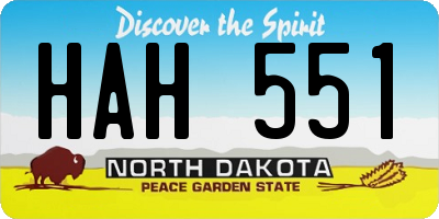 ND license plate HAH551