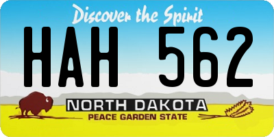 ND license plate HAH562