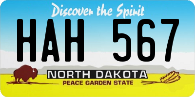 ND license plate HAH567