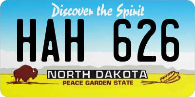 ND license plate HAH626