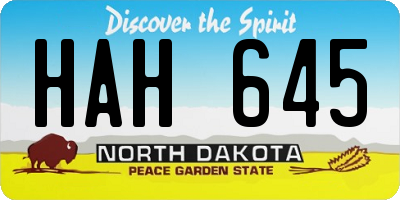 ND license plate HAH645