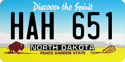 ND license plate HAH651