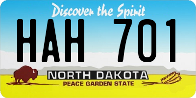 ND license plate HAH701