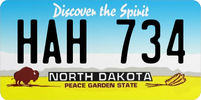 ND license plate HAH734