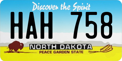 ND license plate HAH758