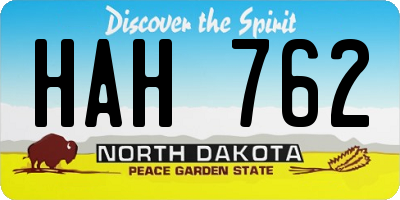 ND license plate HAH762