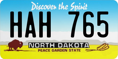 ND license plate HAH765