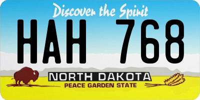 ND license plate HAH768