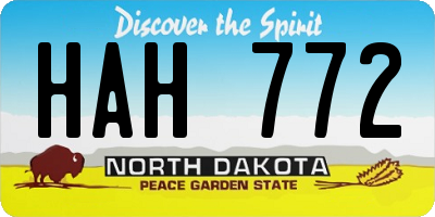 ND license plate HAH772