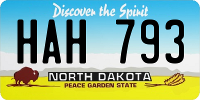 ND license plate HAH793