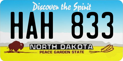 ND license plate HAH833